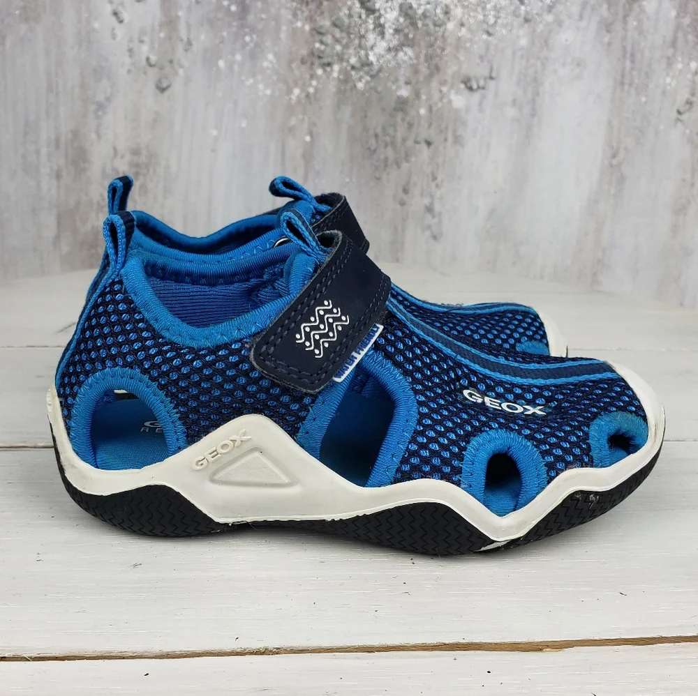 Geox Blue and Navy Kids' Mesh Sandal Sneakers